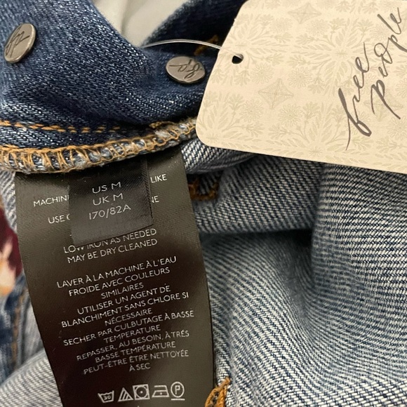 New FREE PEOPLE Ziggy Sapphire Blue Denim Overalls Medium Wash WTF Size Medium - Picture 9 of 12